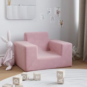 vidaXL Canapea pentru copii, roz, pluș moale imagine