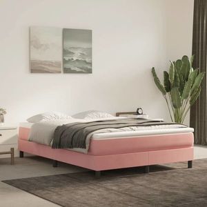 vidaXL Saltea de pat cu arcuri, roz, 140x200x20 cm, catifea imagine