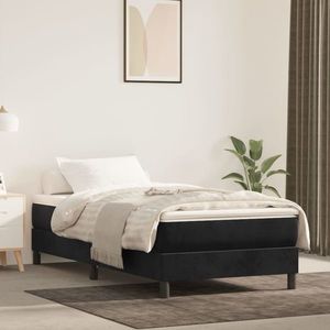 vidaXL Saltea de pat cu arcuri, negru, 90x200x20 cm, catifea imagine