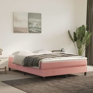 vidaXL Saltea de pat cu arcuri, roz, 140x190x20 cm, catifea imagine