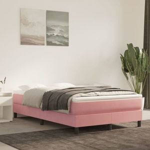 vidaXL Saltea de pat cu arcuri, roz, 120x200x20 cm, catifea imagine