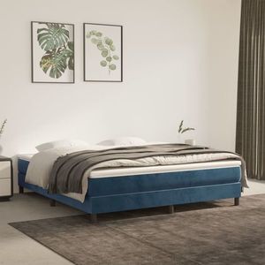 vidaXL Saltea de pat cu arcuri, albastru închis, 160x200x20cm, catifea imagine