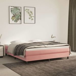 vidaXL Saltea de pat cu arcuri, roz, 180x200x20 cm, catifea imagine
