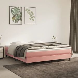 vidaXL Saltea de pat cu arcuri, roz, 160x200x20 cm, catifea imagine