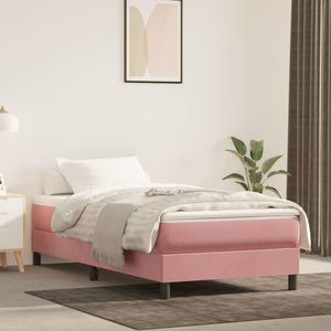 vidaXL Saltea de pat cu arcuri, roz, 90x190x20 cm, catifea imagine