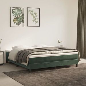 vidaXL Saltea de pat cu arcuri, verde închis, 180x200x20 cm, catifea imagine
