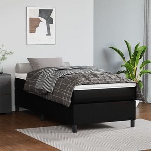 vidaXL Pat box spring cu saltea, negru, 80x200 cm, piele ecologică imagine