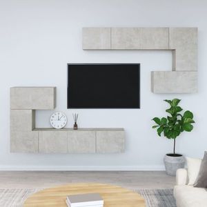 vidaXL Dulap TV montat pe perete, gri beton, lemn prelucrat imagine