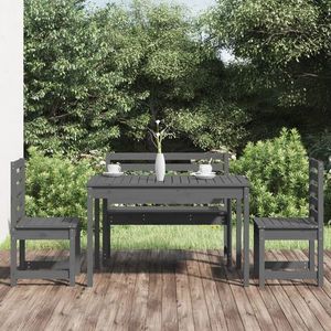 vidaXL Set de dining pentru grădină, 4 piese, gri, lemn masiv de pin imagine