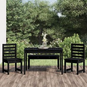 vidaXL Set de masă pentru grădină, 4 piese, negru, lemn masiv de pin imagine