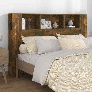 vidaXL Tăblie de pat cu dulap, stejar afumat, 160x18, 5x104, 5 cm imagine