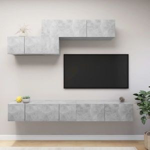 vidaXL Set de dulapuri TV, 6 piese, gri beton, lemn prelucrat imagine