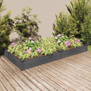 vidaXL Strat grădină înălțat cu căptușeală gri 240x120x25cm, lemn brad imagine