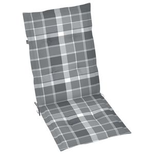 vidaXL Perne scaun spătar înalt, 2 buc. gri carouri 120x50x3 cm textil imagine