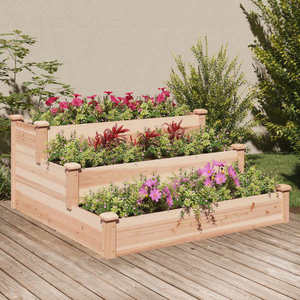 vidaXL Strat de grădină înălțat cu căptușeală, 120x120x56 cm lemn brad imagine