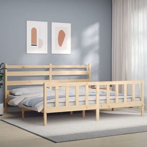 vidaXL Cadru de pat cu tăblie, 180x200 cm, lemn masiv imagine