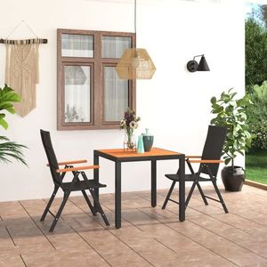 vidaXL Set mobilier de grădină, 3 piese, negru și maro imagine