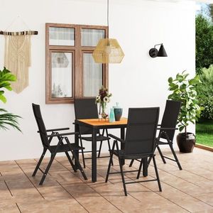 vidaXL Set de masă pentru grădină, 5 piese, negru și maro imagine