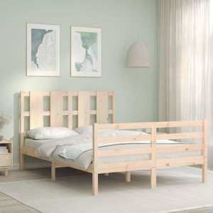 vidaXL Cadru de pat cu tăblie, 120x200 cm, lemn masiv imagine
