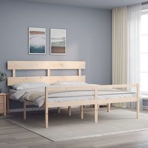 vidaXL Cadru de pat senior cu tăblie, Super King Size, lemn masiv imagine