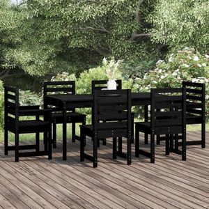 vidaXL Set masă de grădină, 7 piese, negru, lemn masiv de pin imagine
