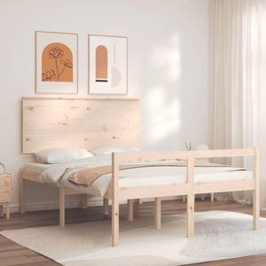 vidaXL Cadru de pat senior cu tăblie, 120x200 cm, lemn masiv imagine