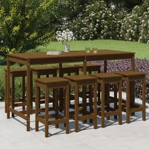 vidaXL Set mobilier bar de grădină, 9 piese, maro miere lemn masiv pin imagine