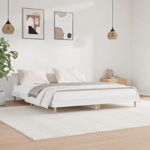 vidaXL Cadru de pat, alb extralucios, 140x200 cm, lemn prelucrat imagine