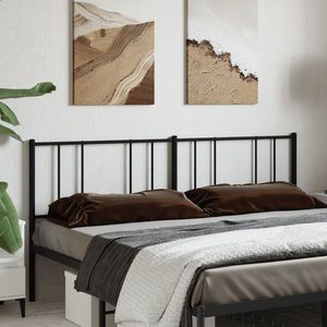 vidaXL Tăblie de pat metalică, negru, 180 cm imagine