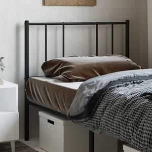 vidaXL Tăblie de pat metalică, negru, 100 cm imagine