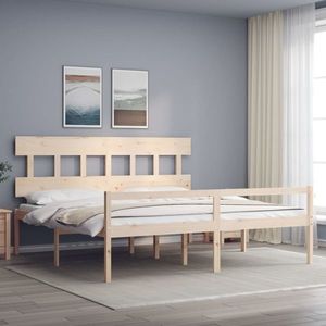vidaXL Cadru de pat senior cu tăblie, 200x200 cm, lemn masiv imagine