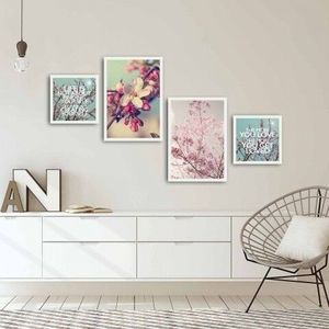 Set 4 tablouri decorative, Alpha Wall, Blossom, 30x30/35x50 cm imagine