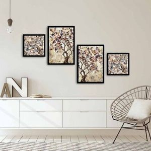 Set 4 tablouri decorative, Alpha Wall, Autumn Tree, 30x30/35x50 cm imagine
