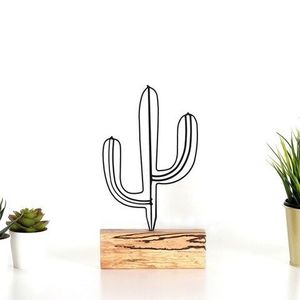 Decoratiune, Cactus Mini, 17x24x3.5 cm, Metal, Negru imagine