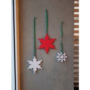 Decoratiune de perete, Snow Set, Placaj, Rosu/Alb imagine