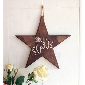 Decoratiune de perete, Shooting Stars, 35x32x1.8 cm, Lemn , Maro imagine