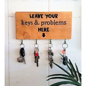 Suport pentru chei, Leave Your Keys, 30x15x1.8 cm, Lemn , Maro imagine