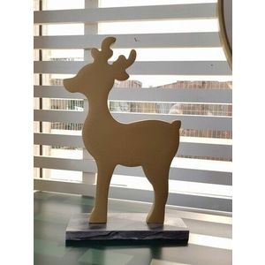 Decoratiune, Mini Deer, 30x8x20 cm, Placaj, Auriu imagine