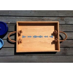 Tava pentru servire, Tribe Tray, 35x43x1.2 cm, Placaj , Maro / Albastru imagine