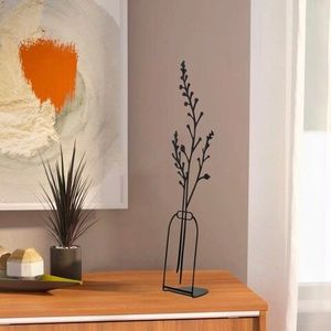 Decoratiune, Flowerpot, 12x45 cm, Metal, Negru imagine