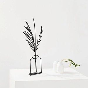 Decoratiune, Flowerpot, 15x44 cm, Metal, Negru imagine