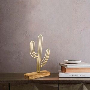 Decoratiune, Cactus, 22x41x4 cm, Metal, Auriu imagine