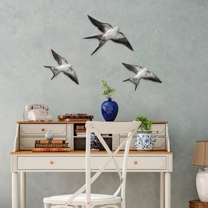 Decoratiune de perete, Flying Swallow, Poliester, Alb/Negru imagine