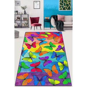 Covor de hol, Colorato Farfalle Djt, 80x100 cm, 50% catifea/50% poliester, Multicolor imagine