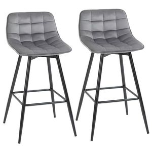 HOMCOM set 2 scaune de bar, stil nordic, 45x47x88 cm, gri | AOSOM RO imagine