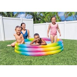 Piscina gonflabila rotunda pentru copii Rainbow, 147x33 cm, 150 L, polivinil, multicolor imagine