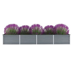 vidaXL Strat înălțat de grădină, gri, 320 x 80 x 45 cm oțel galvanizat imagine