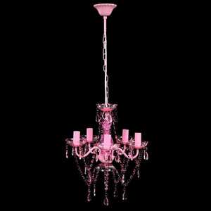 Lustră roz de cristal artificial cu 5 becuri imagine