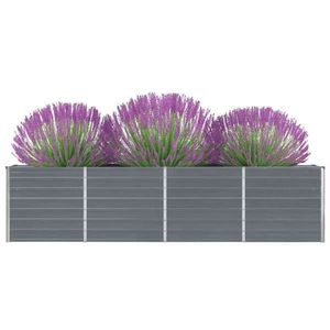 vidaXL Strat înălțat grădină, gri, 320 x 40 x 77 cm, oțel galvanizat imagine