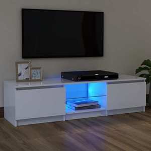 vidaXL Comodă TV cu lumini LED, alb, 120x30x35, 5 cm imagine